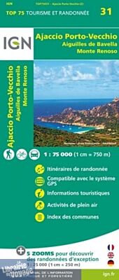 I.G.N - Carte - Collection TOP 75 - N°31 - Ajaccio - Porto-Vecchio - Aiguilles de Bavella - Monte Renoso