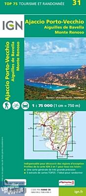 I.G.N - Carte - Collection TOP 75 - N°31 - Ajaccio - Porto-Vecchio - Aiguilles de Bavella - Monte Renoso