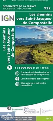 I.G.N - Carte Thématique ref.922 - Les chemins vers Saint Jacques de Compostelle