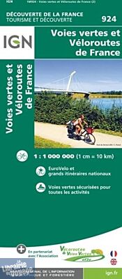I.G.N - Carte - Ref.924 - Voies Vertes et Veloroutes de France