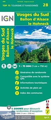 I.G.N - Collection Carte Top 75 - n°28 - Vosges du sud - Ballon d'Alsace - Le Hohneck