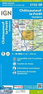 I.G.N. Carte au 1-25.000ème - Série bleue - 2132SB - Châteauneuf-la-Forêt - Chamberet