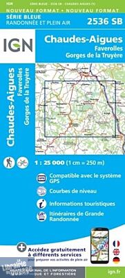 I.G.N. Carte au 1-25.000ème - Série bleue - 2536SB - Chaudes-Aigues - Faverolles Gorges de la Truyère