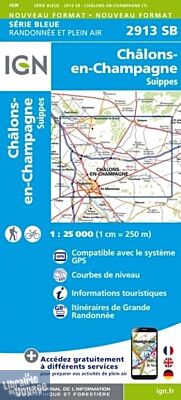 I.G.N. Carte au 1-25.000ème - Série bleue - 2913SB - Châlons-En-Champagne - Suippes