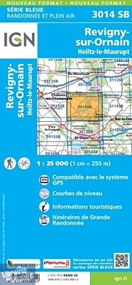 I.G.N. Carte au 1-25.000ème - Série bleue - 3014SB - Revigny-Sur-Ornain- Heiltz-Le-Maurupt