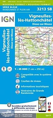 I.G.N. Carte au 1-25.000ème - Série bleue - 3213SB - Vigneulles-Lès-Hattonchâtel - Dieue-Sur-Meuse