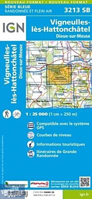 I.G.N. Carte au 1-25.000ème - Série bleue - 3213SB - Vigneulles-Lès-Hattonchâtel - Dieue-Sur-Meuse