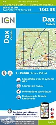 I.G.N. Carte au 1-25.000ème - Série bleue - 1342SB - Dax - Castets