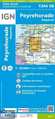 I.G.N. Carte au 1-25.000ème - Série bleue - 1344 SB - Peyrehorade - Hasparren