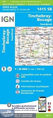 I.G.N. Carte au 1-25.000ème - Série bleue - 1415SB - Tinchebray - Bocage - Sourdeval
