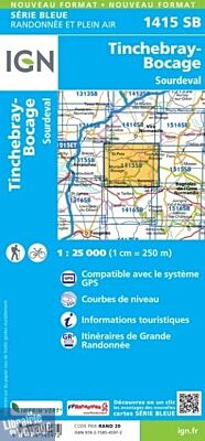 I.G.N. Carte au 1-25.000ème - Série bleue - 1415SB - Tinchebray - Bocage - Sourdeval