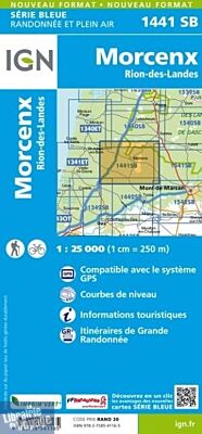 I.G.N. Carte au 1-25.000ème - Série bleue - 1441 SB - Morcenx - Rion-Des-Landes