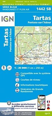I.G.N. Carte au 1-25.000ème - Série bleue - 1442 SB - Tartas - Pontonx-Sur-L'adour