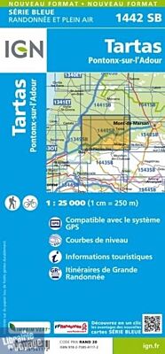 I.G.N. Carte au 1-25.000ème - Série bleue - 1442 SB - Tartas - Pontonx-Sur-L'adour