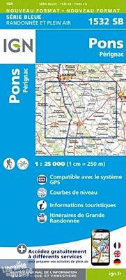 I.G.N. Carte au 1-25.000ème - Série bleue - 1532 SB - Pons - Pérignac