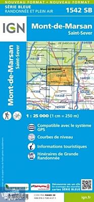 I.G.N. Carte au 1-25.000ème - Série bleue - 1542 SB - Mont-De-Marsan - Saint-Sever