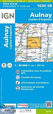 I.G.N. Carte au 1-25.000ème - Série bleue - 1630 SB - Aulnay - Couture-D'argenson