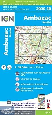 I.G.N - Carte au 1-25.000ème - Série bleue - 2030SB - Ambazac - Nantiat