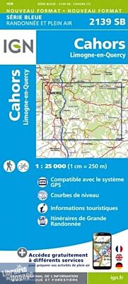 I.G.N. Carte au 1-25.000ème - Série bleue - 2139SB - Cahors - Limogne en Quercy