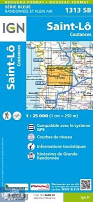 I.G.N - Carte au 1-25.000ème - Série Bleue - 1313SB - Saint-Lô - Coutances
