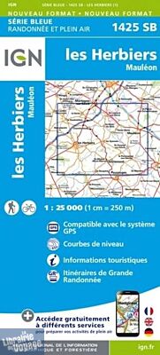 I.G.N - Carte au 1-25.000ème - Série bleue - 1425SB - les Herbiers - Mauléon
