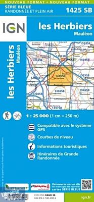 I.G.N - Carte au 1-25.000ème - Série bleue - 1425SB - les Herbiers - Mauléon