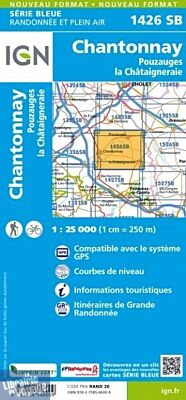 I.G.N - Carte au 1-25.000ème - Série bleue - 1426SB - Chantonnay - Pouzauges la Châtaigneraie