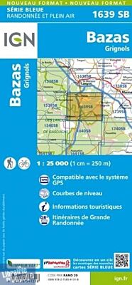 I.G.N. Carte au 1-25.000ème - Série bleue - 1639SB - Bazas - Grignols