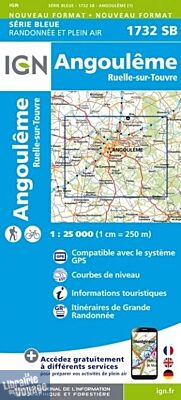 I.G.N. Carte au 1-25.000ème - Série bleue - 1732SB - Angoulême - Ruelle-Sur-Touvre