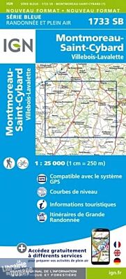 I.G.N. Carte au 1-25.000ème - Série bleue - 1733SB - Montmoreau-Saint-Cybard - Villebois-Lavalette