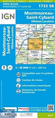 I.G.N. Carte au 1-25.000ème - Série bleue - 1733SB - Montmoreau-Saint-Cybard - Villebois-Lavalette
