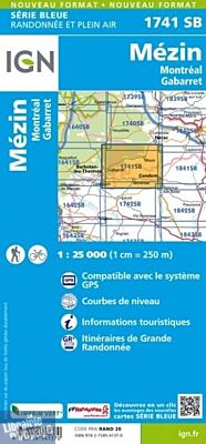 I.G.N. Carte au 1-25.000ème - Série bleue - 1741SB - Mézin- Montréal - Gabarret