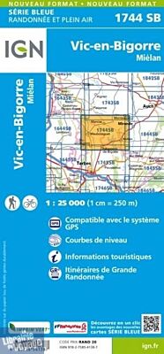 I.G.N. Carte au 1-25.000ème - Série bleue - 1744SB - Vic-En-Bigorre - Miélan