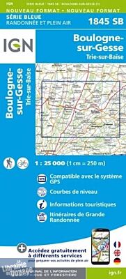 I.G.N - Carte au 1-25.000ème - Série bleue - 1845SB - Boulogne-Sur-Gesse - Trie-Sur-Baïse