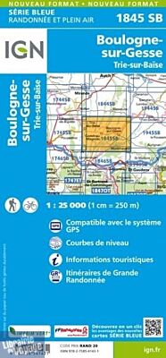 I.G.N - Carte au 1-25.000ème - Série bleue - 1845SB - Boulogne-Sur-Gesse - Trie-Sur-Baïse
