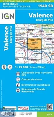 I.G.N. Carte au 1-25.000ème - Série bleue - 1940SB - Valence - Bourg-De-Visa