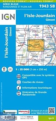 I.G.N - Carte au 1-25.000ème - Série bleue - 1943SB - L'isle-Jourdain - Gimont
