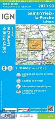 I.G.N - Carte au 1-25.000ème - Série bleue - 2033SB - Saint-Yrieix-La-Perche - Lubersac