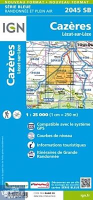 I.G.N. Carte au 1-25.000ème - Série bleue - 2045SB - Cazères - Lézat-Sur-Lèze