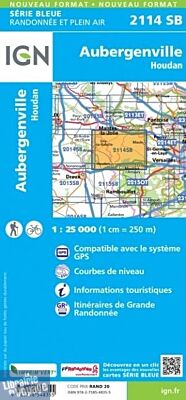 I.G.N - Carte au 1-25.000ème - Série bleue - 2114SB - Aubergenville - Houdan