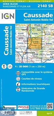 I.G.N - Carte au 1-25.000ème - Série bleue - 2140SB - Caussade - Saint-Antonin-Noble-Val