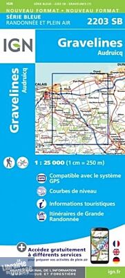 I.G.N - Carte au 1-25.000ème - Série bleue - 2203SB - Gravelines - Audruicq