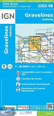 I.G.N - Carte au 1-25.000ème - Série bleue - 2203SB - Gravelines - Audruicq