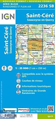 I.G.N - Carte au 1-25.000ème - Série bleue - 2236SB - Saint-Céré - Sousceyrac-En-Quercy