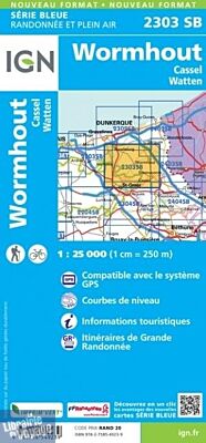 I.G.N - Carte au 1-25.000ème - Série bleue - 2303SB - Wormhout - Cassel - Watten