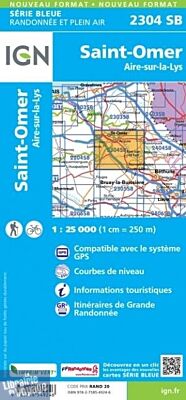 I.G.N - Carte au 1-25.000ème - Série bleue - 2304SB - Saint-Omer - Aire-Sur-La-Lys