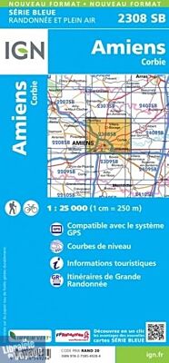 I.G.N - Carte au 1-25.000ème - Série bleue - 2308SB - Amiens - Corbie