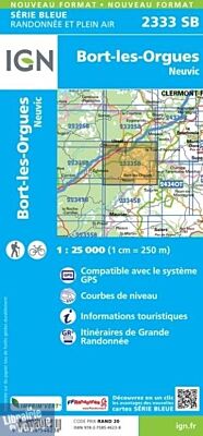 I.G.N. Carte au 1-25.000ème - Série bleue - 2333SB - Bort-Les-Orgues- Neuvic