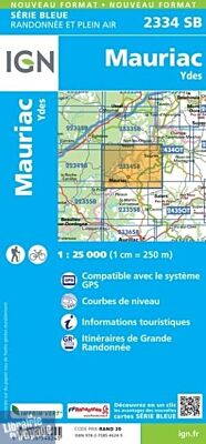 I.G.N. Carte au 1-25.000ème - Série bleue - 2334SB - Mauriac- Ydes