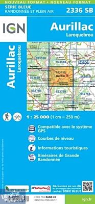 I.G.N - Carte au 1-25.000ème - Série bleue - 2336SB - Aurillac - Laroquebrou